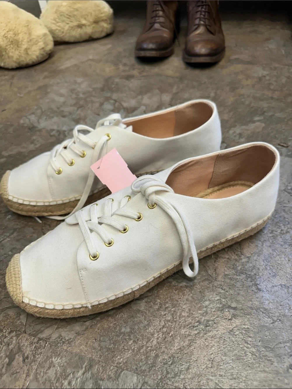J. Crew White Canvas Lace-Up Espadrille Sneakers